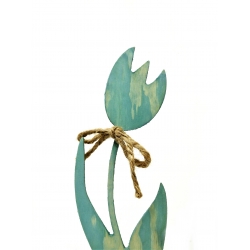 Tulipan dekoracja drewniana 35cm kolor Niebieski